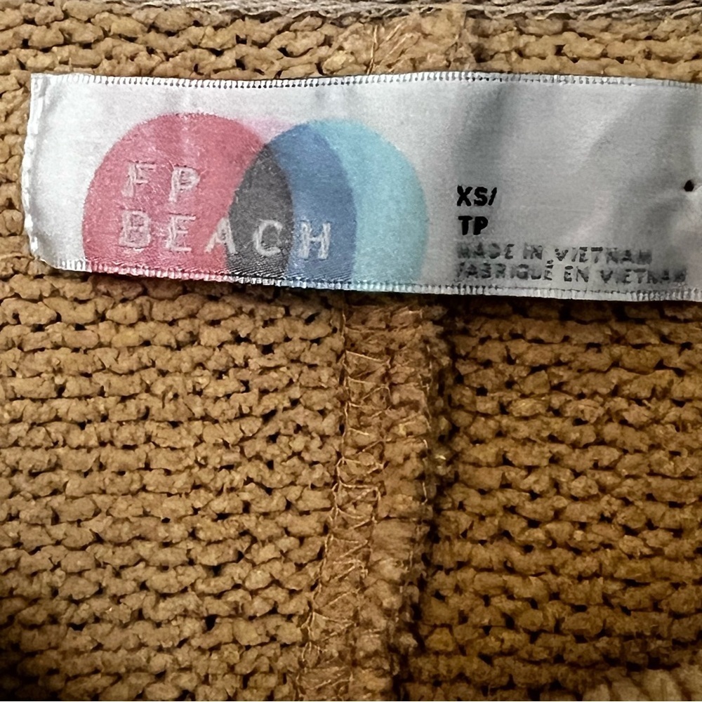 Free People Beach Gold Rush Henley sweater balloon sleeve oversized crew neck xs - Picture 3 of 13
